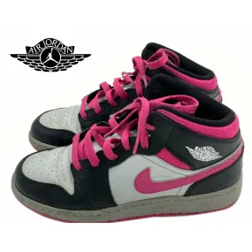 Air Jordan 1 Mid GS 'Black Vivid Pink' 555112-009 Size 6Y