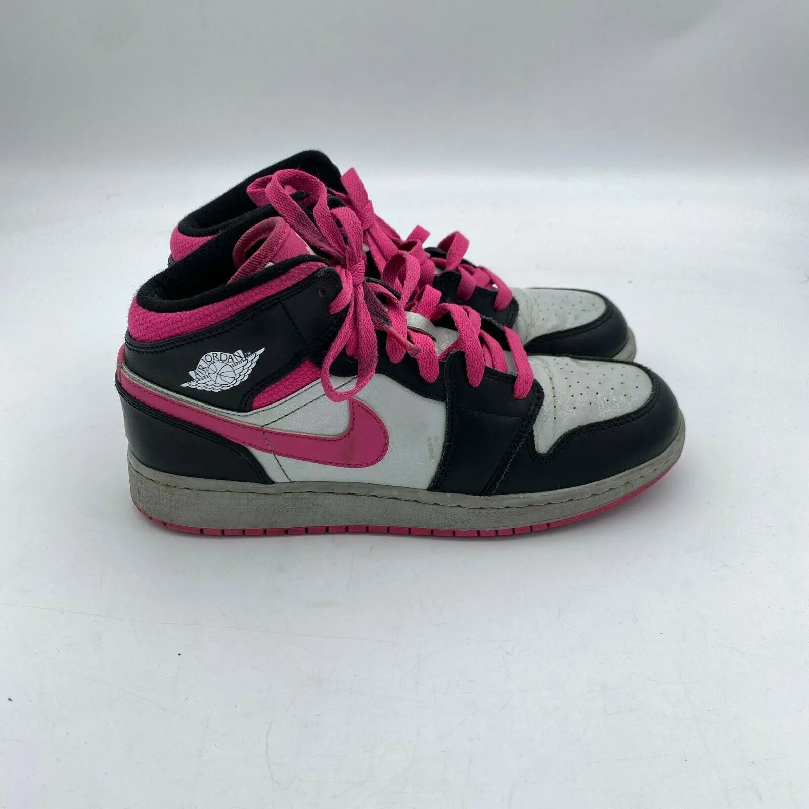 Air Jordan 1 Mid GS 'Black Vivid Pink' 555112-009 Size 6Y