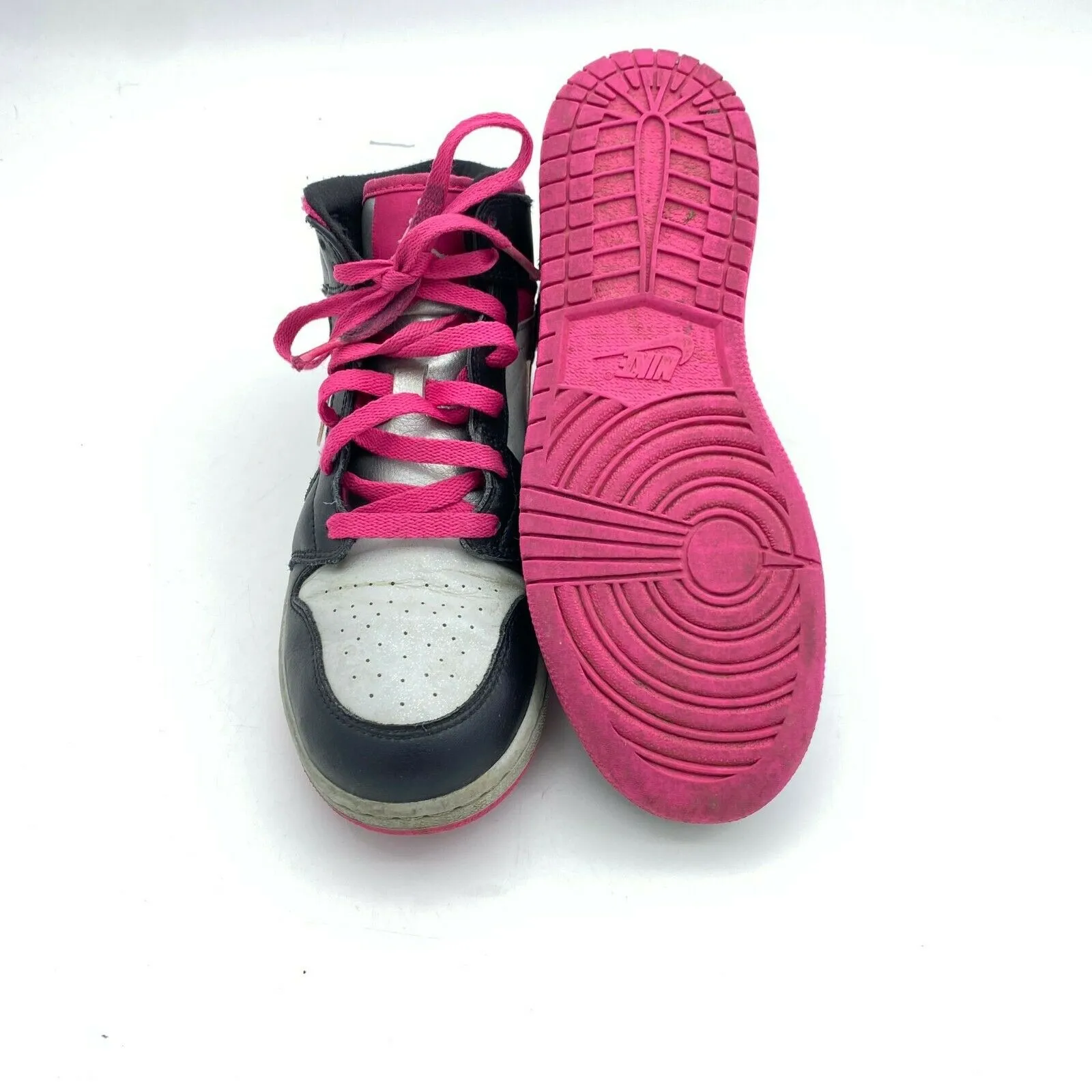 Air Jordan 1 Mid GS 'Black Vivid Pink' 555112-009 Size 6Y