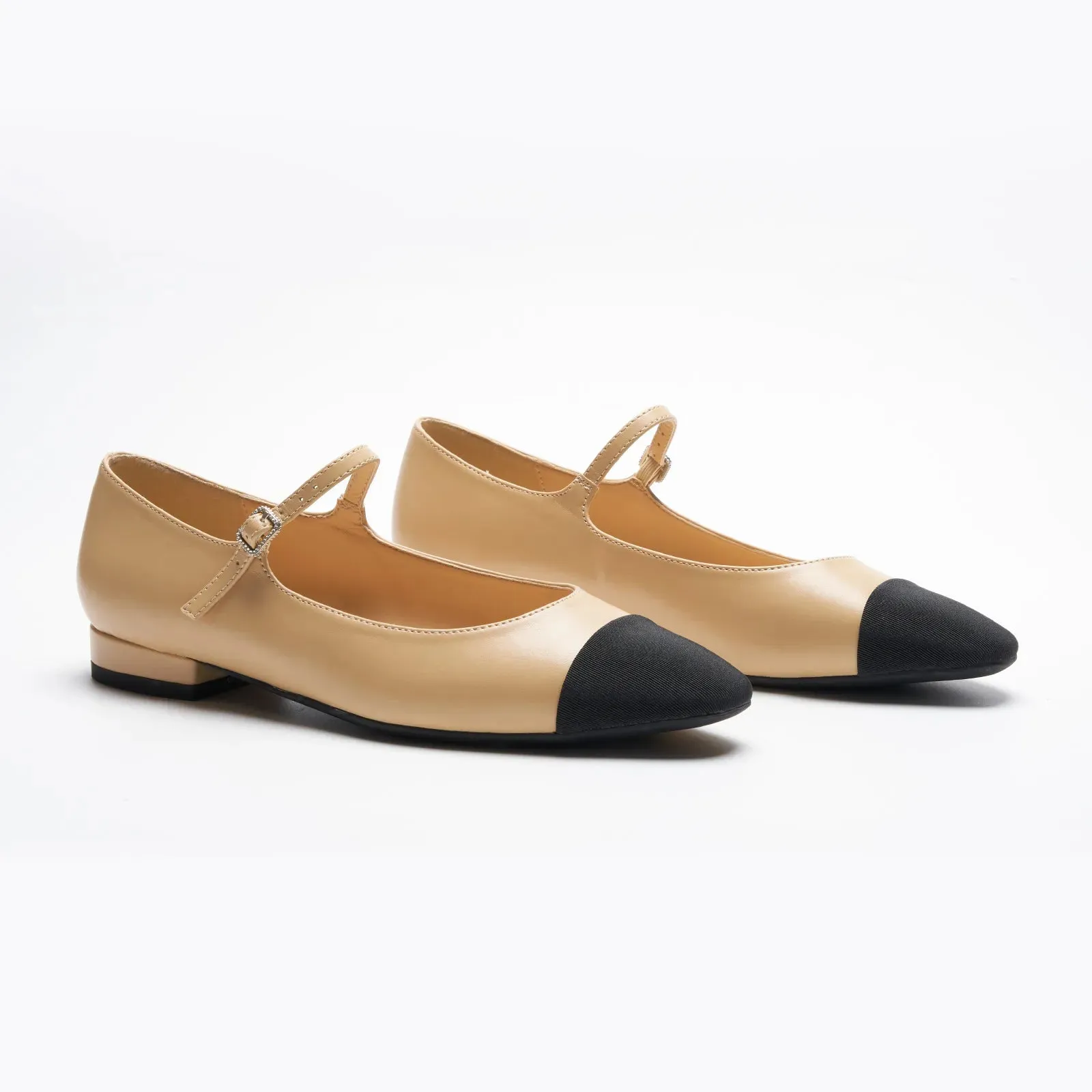 Almond-Toe Two-Tone Mary Jane (Lena)