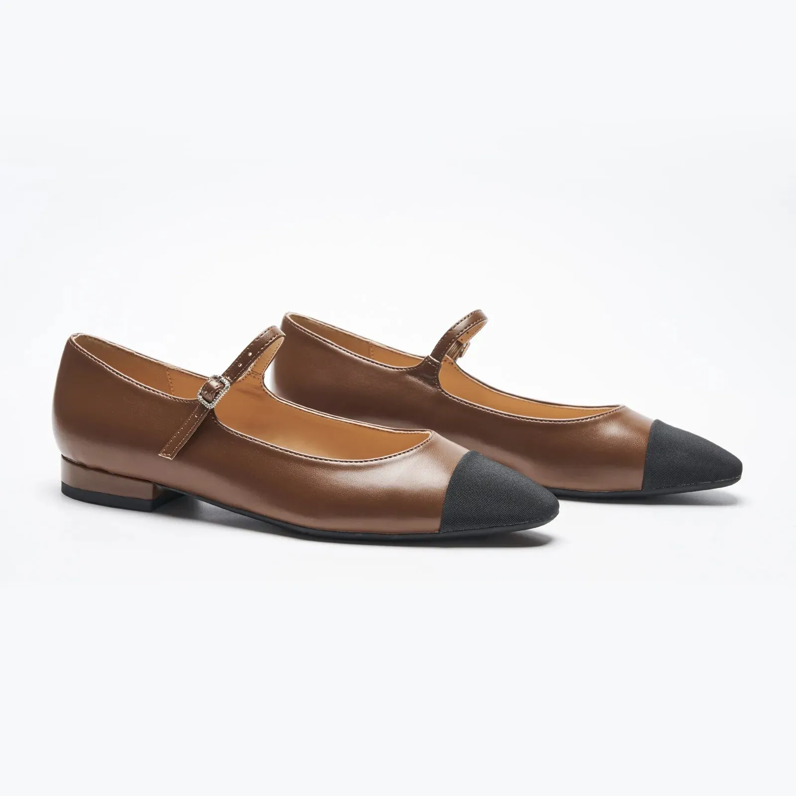 Almond-Toe Two-Tone Mary Jane (Lena)