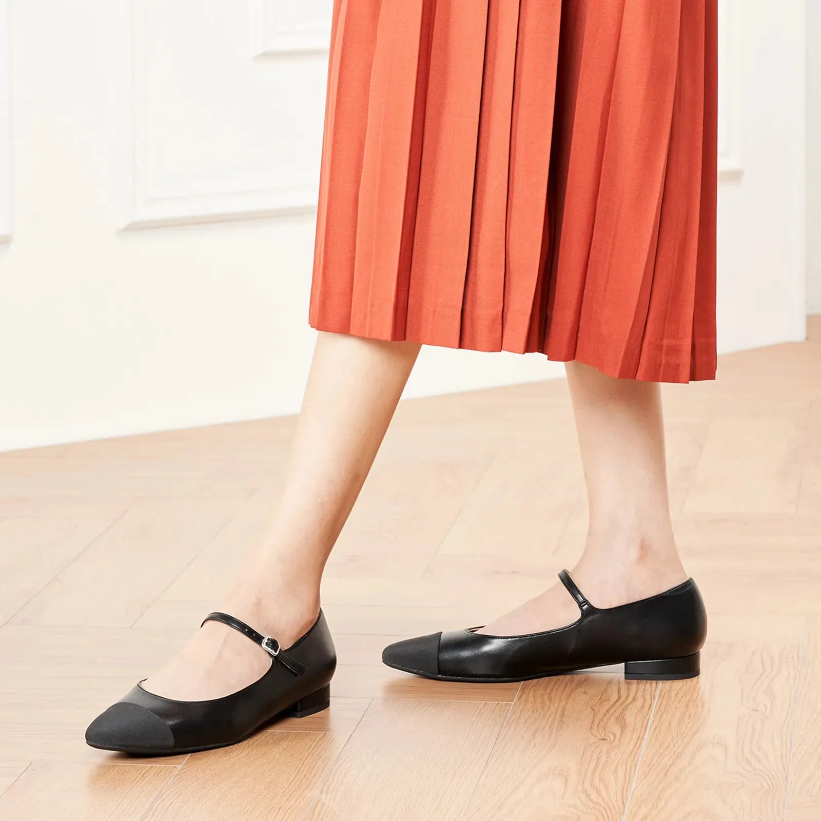 Almond-Toe Two-Tone Mary Jane (Lena)