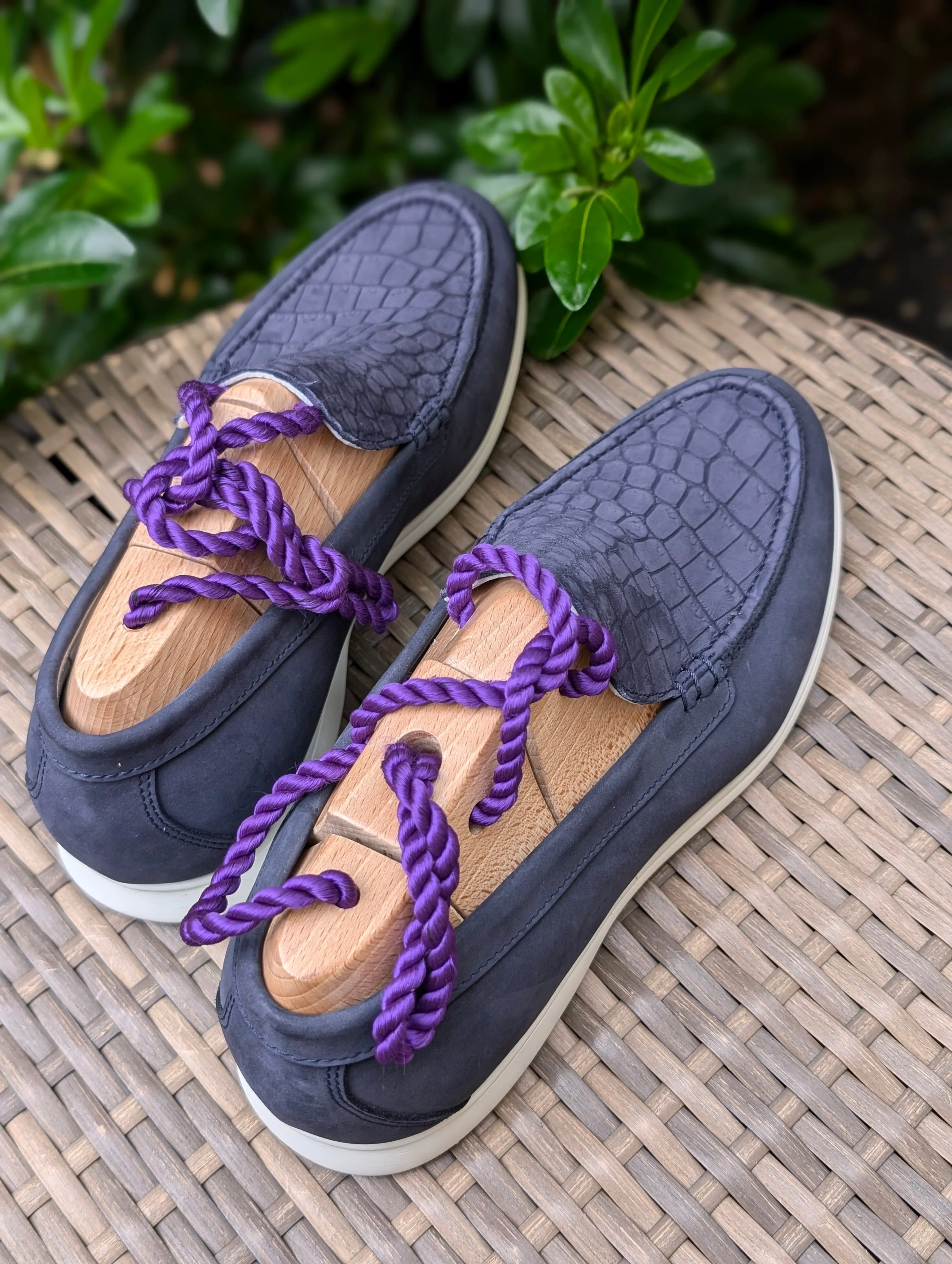 Ascot Cannes - Navy Nubuck Crocodile & Suede