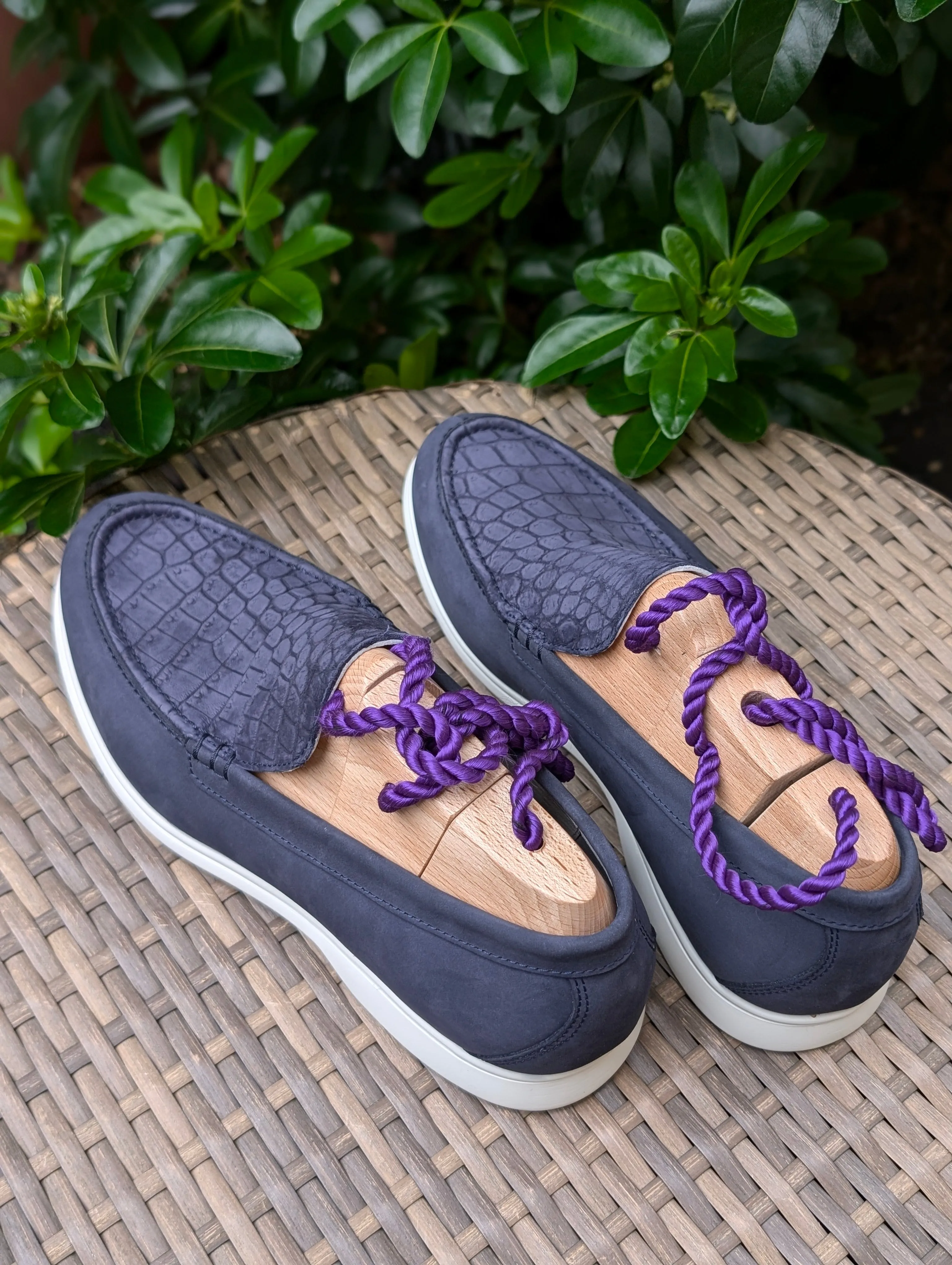 Ascot Cannes - Navy Nubuck Crocodile & Suede