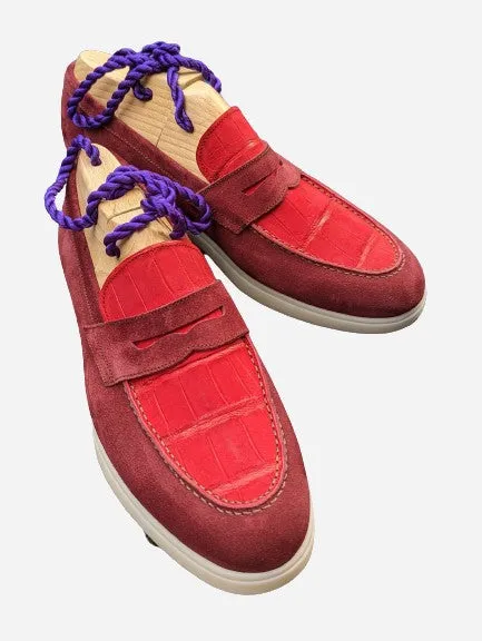 Ascot Sunseeker - Red Crocodile & Bordeaux Suede