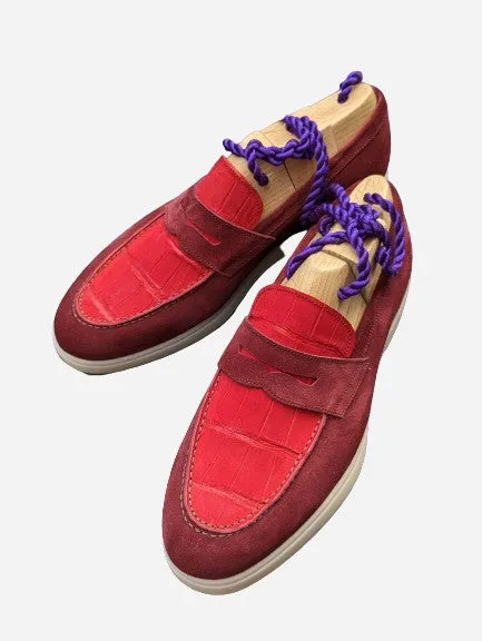 Ascot Sunseeker - Red Crocodile & Bordeaux Suede