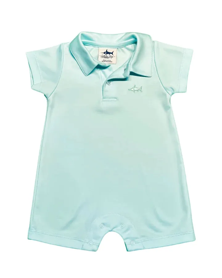 Baby Boy Polo Onesie Aqua