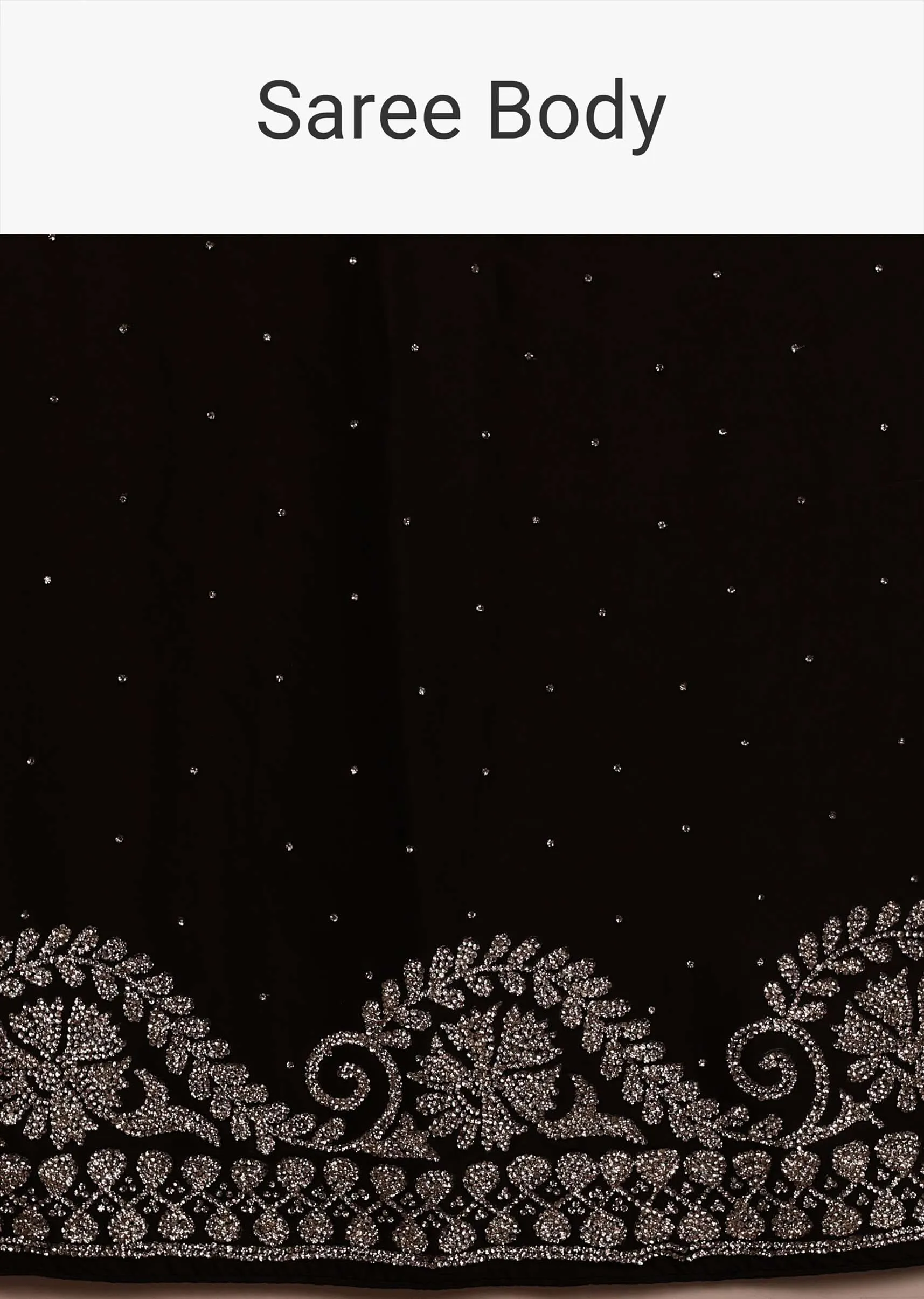 Black Satin Saree Swarovski Stonework