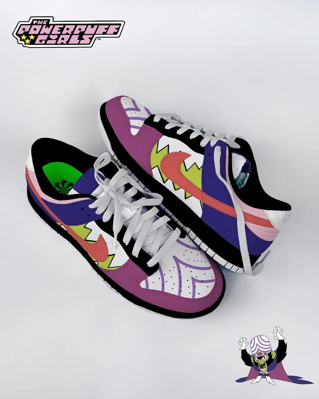 Cartoon Blue Purpie Orange Black Green Custom Air Force 1