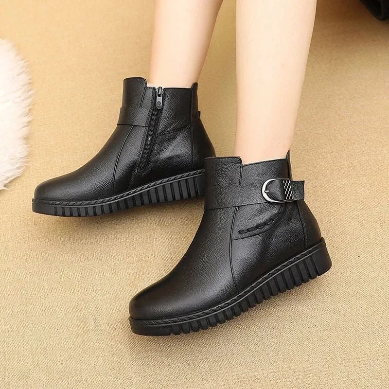 Cuzcare Orthopedic Women Boot Arch Support Warm Fur AntiSlip Ankle Boots