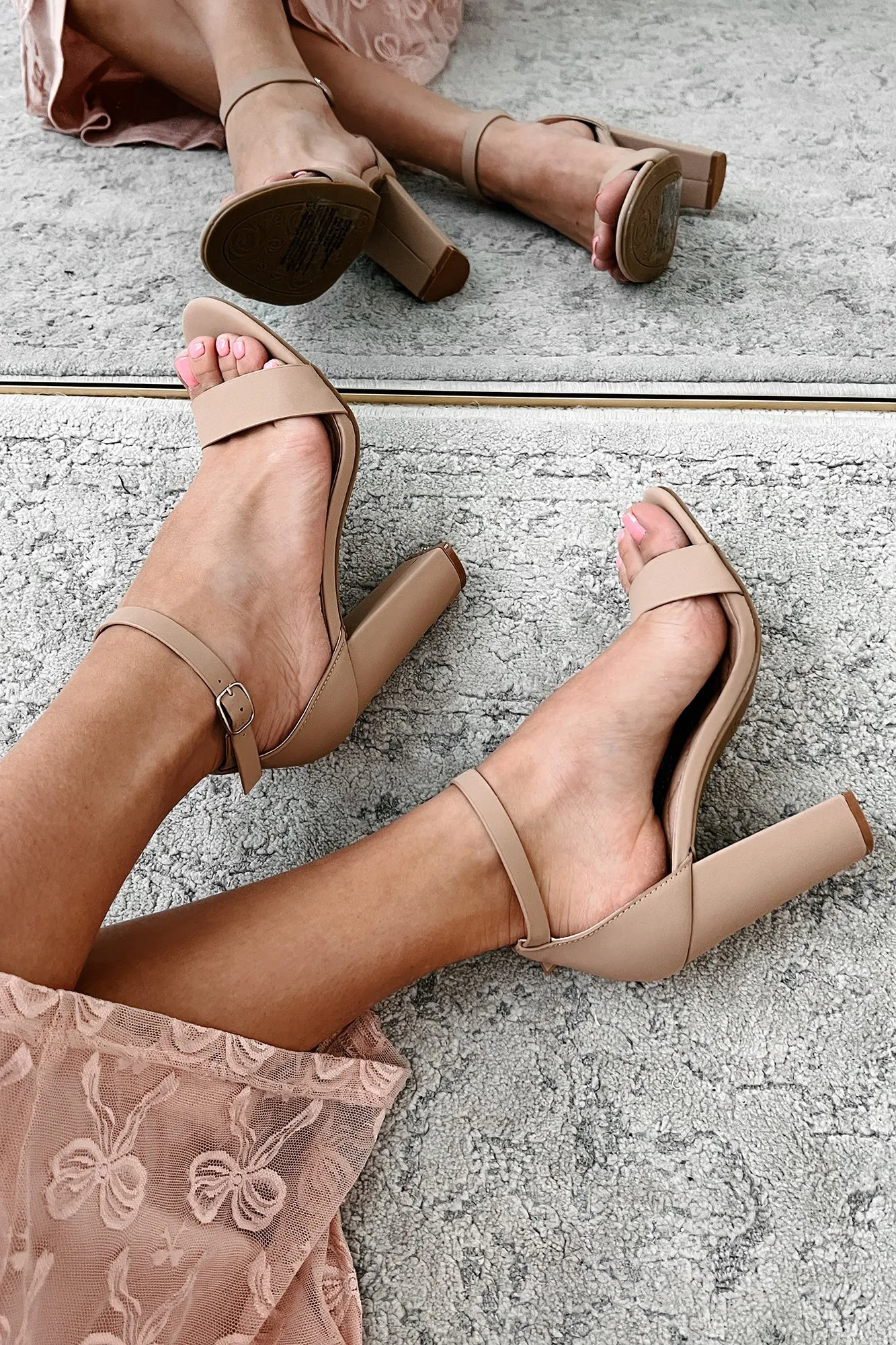 Dig In Your Heels Ankle Strap Heels (Taupe)