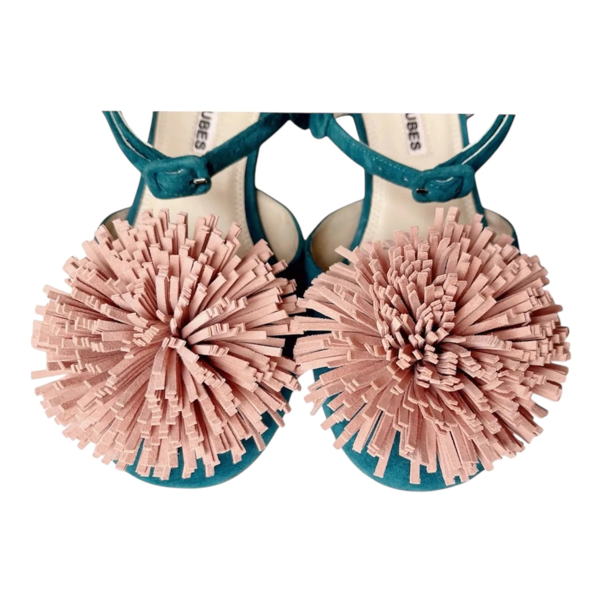 Elsa Green Suede Pump With Pom-pom