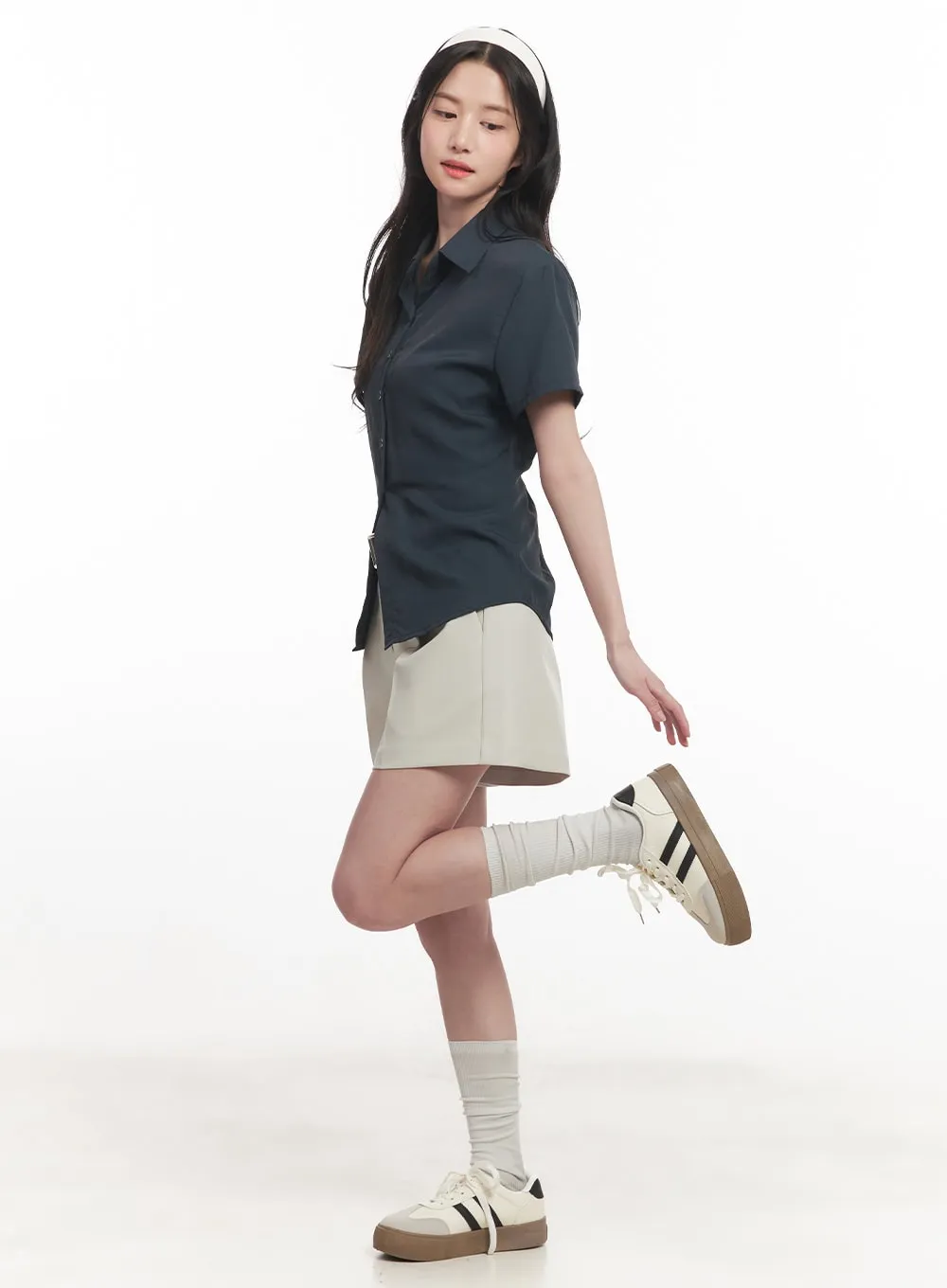 Faux Leather Trendy Sneakers CA510