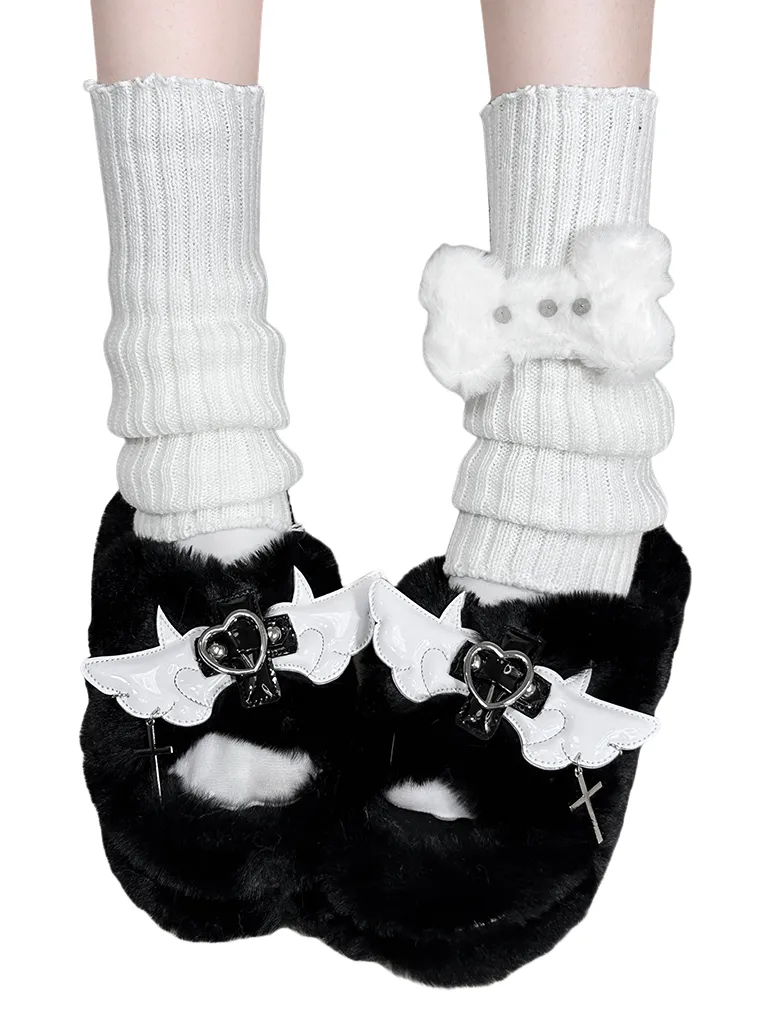 Fur Platform Slippers DeVille Shoes Angel