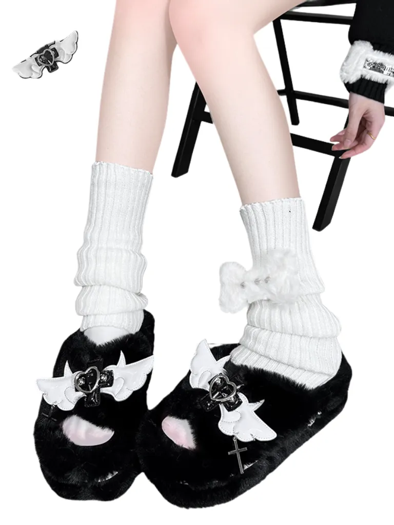 Fur Platform Slippers DeVille Shoes Angel