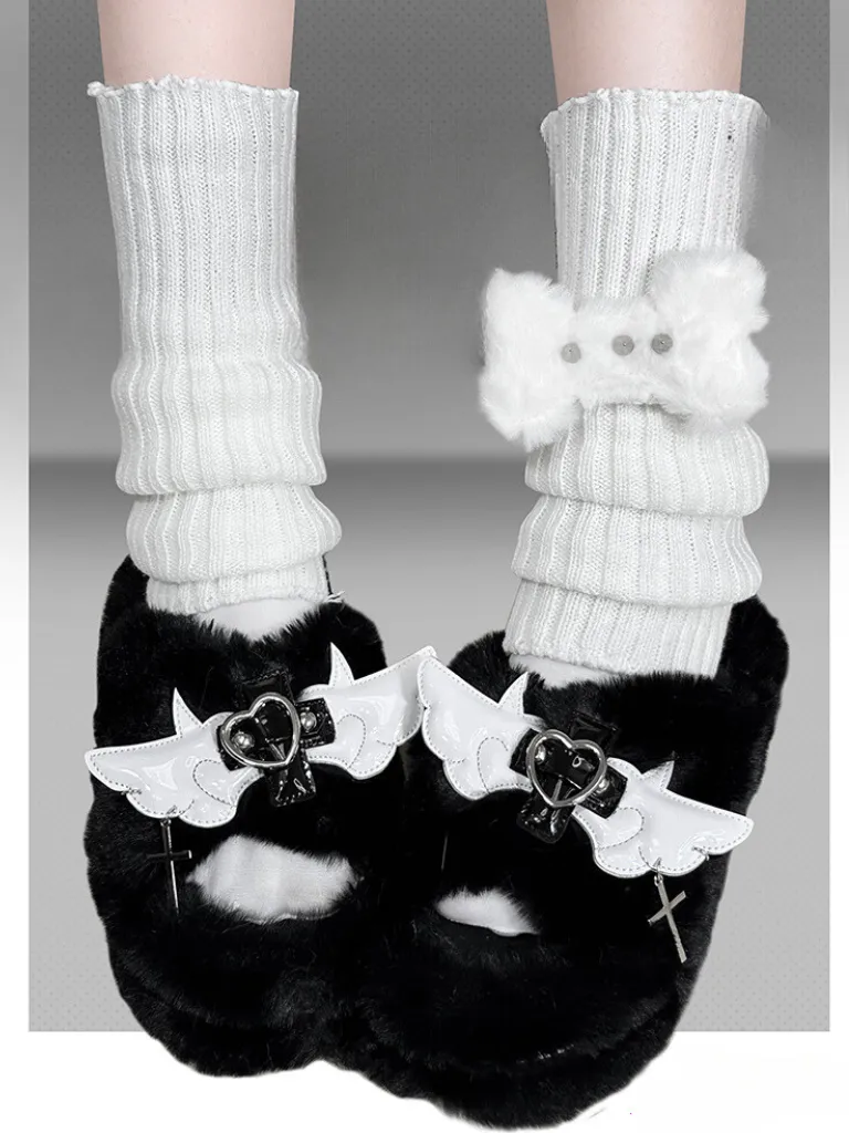 Fur Platform Slippers DeVille Shoes Angel