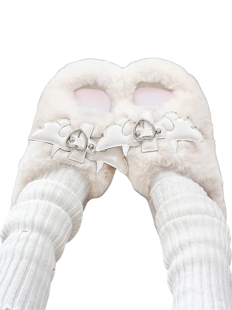 Fur Platform Slippers DeVille Shoes Angel
