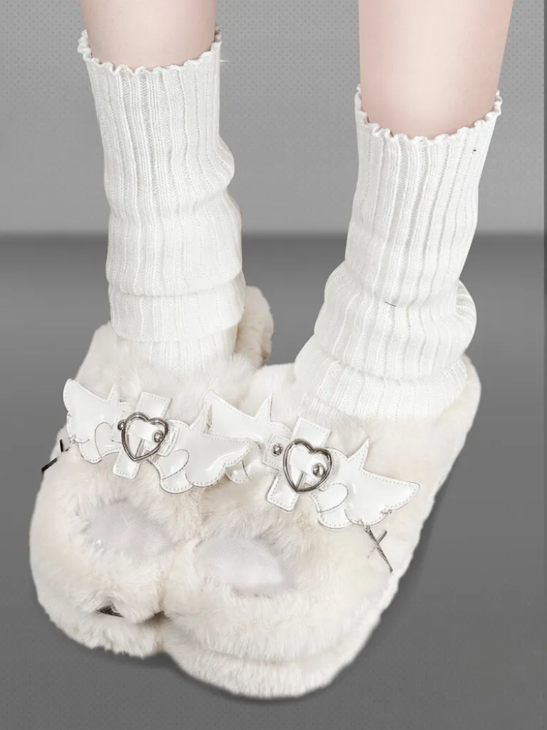 Fur Platform Slippers DeVille Shoes Angel