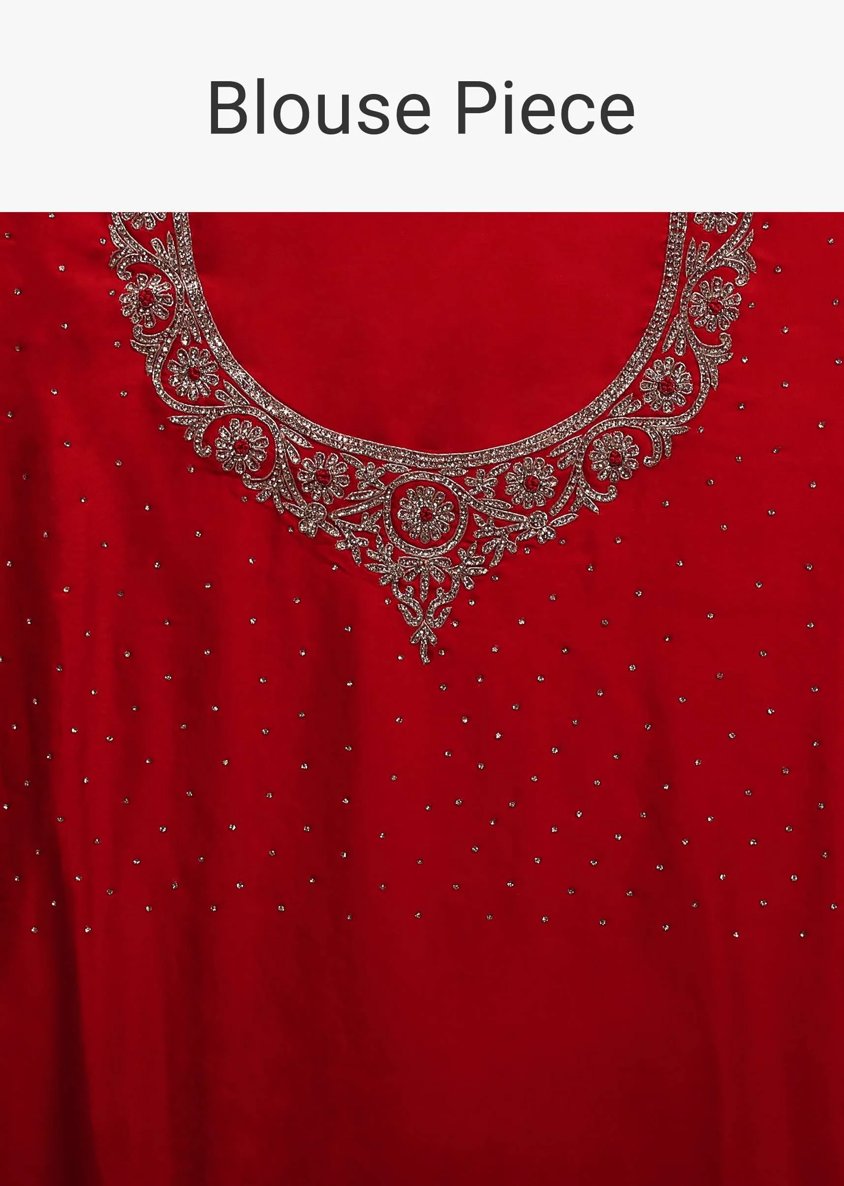 lollipop Red Satin Saree With Stone Work In Floral Pattern