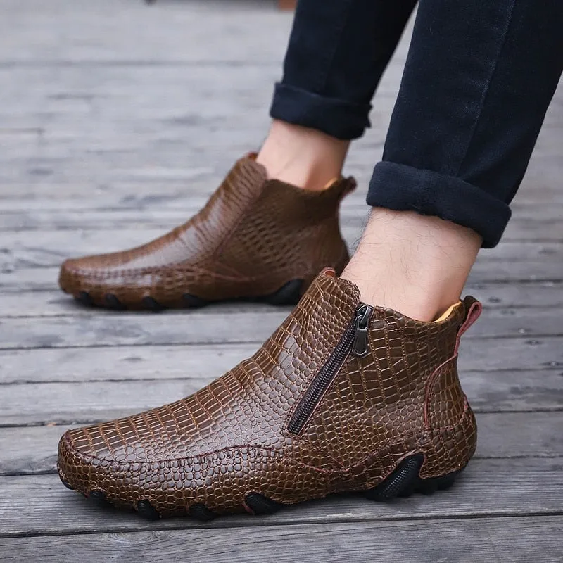 Men's Leather Warm Ankle Boots