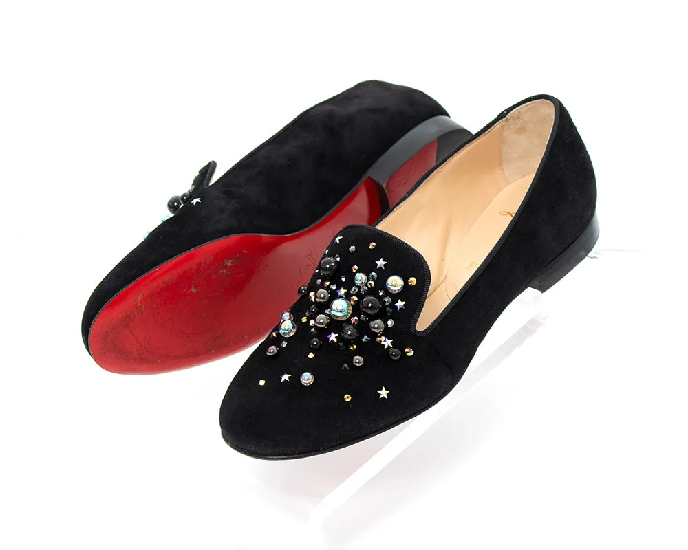 MODERN CHRISTIAN LOUBOUTIN Beaded Suede Loafers | US 5/5.5