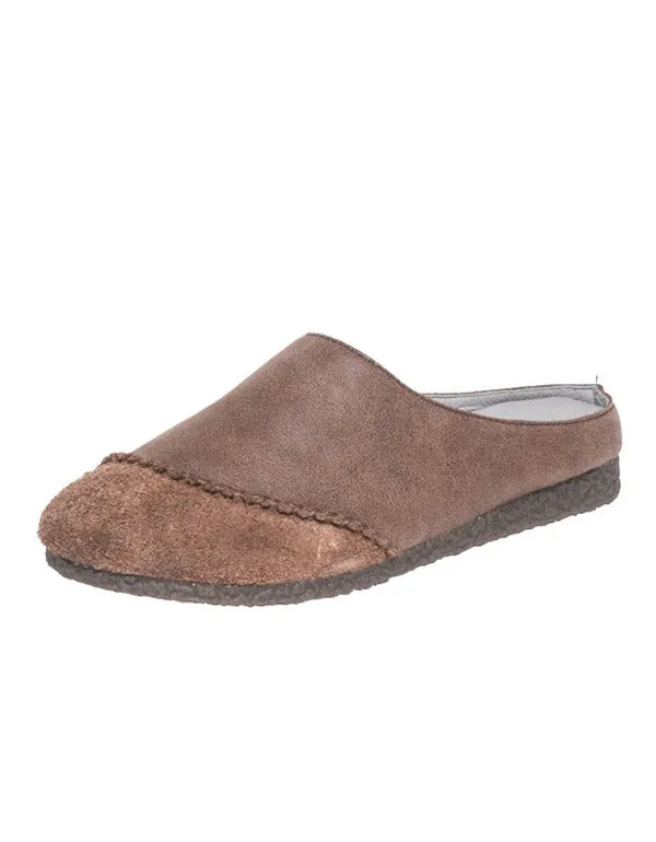 Retro Stitching Layer Handmade Leather Slippers