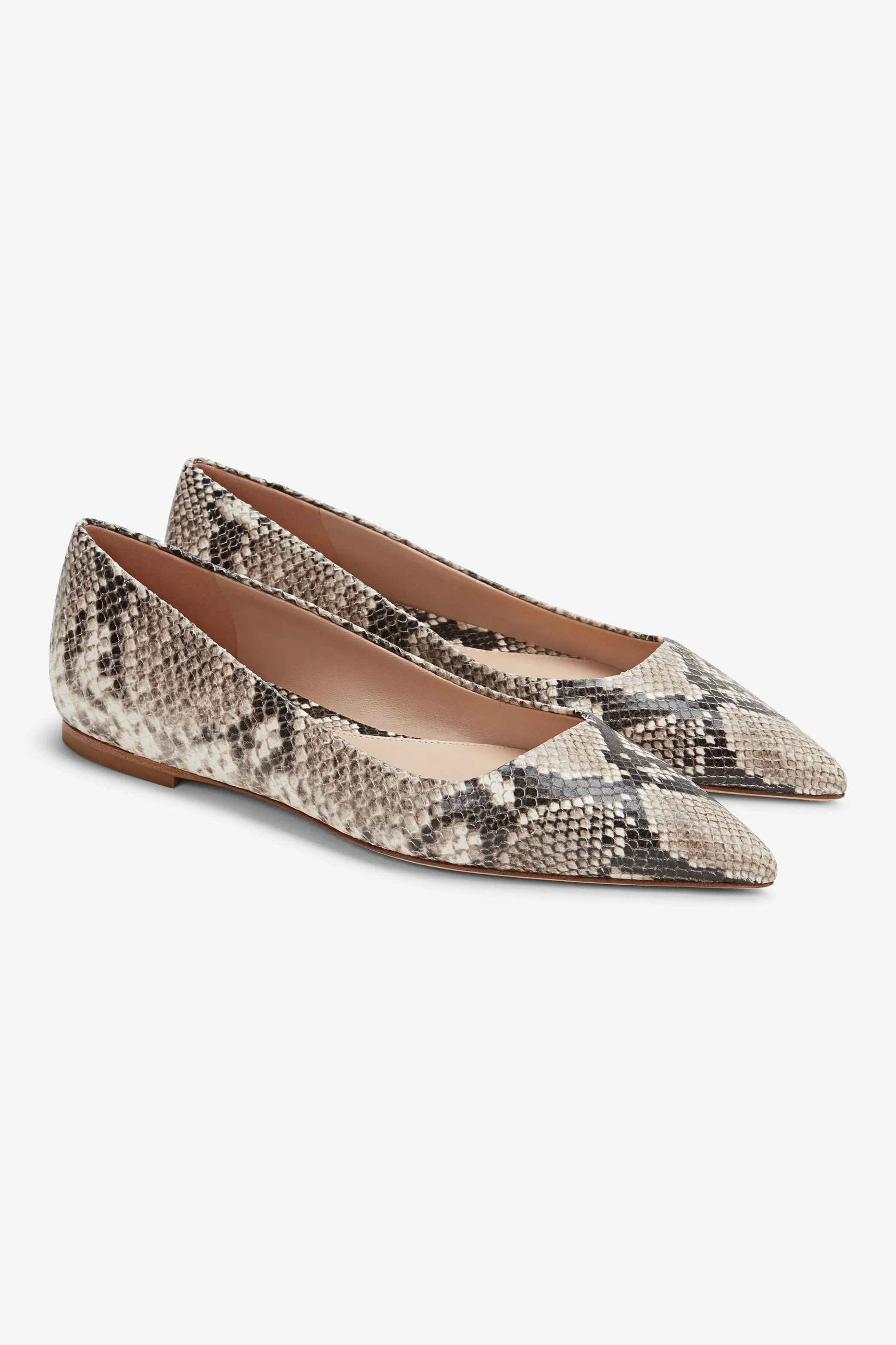 Rowan Flat - Embossed Snakeskin :: Black / Ivory