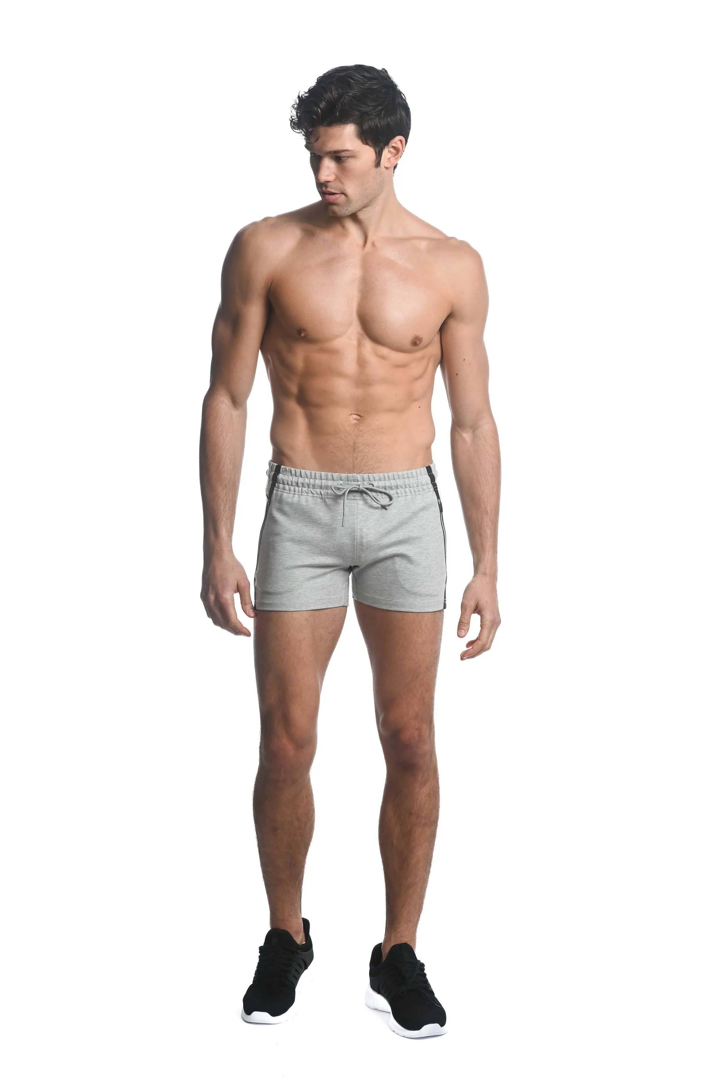 SILVER ASH ALPHA 3.5" INSEAM STRETCH GYM SHORTS W/ HEAT WELD ZIPPERS ST-10506