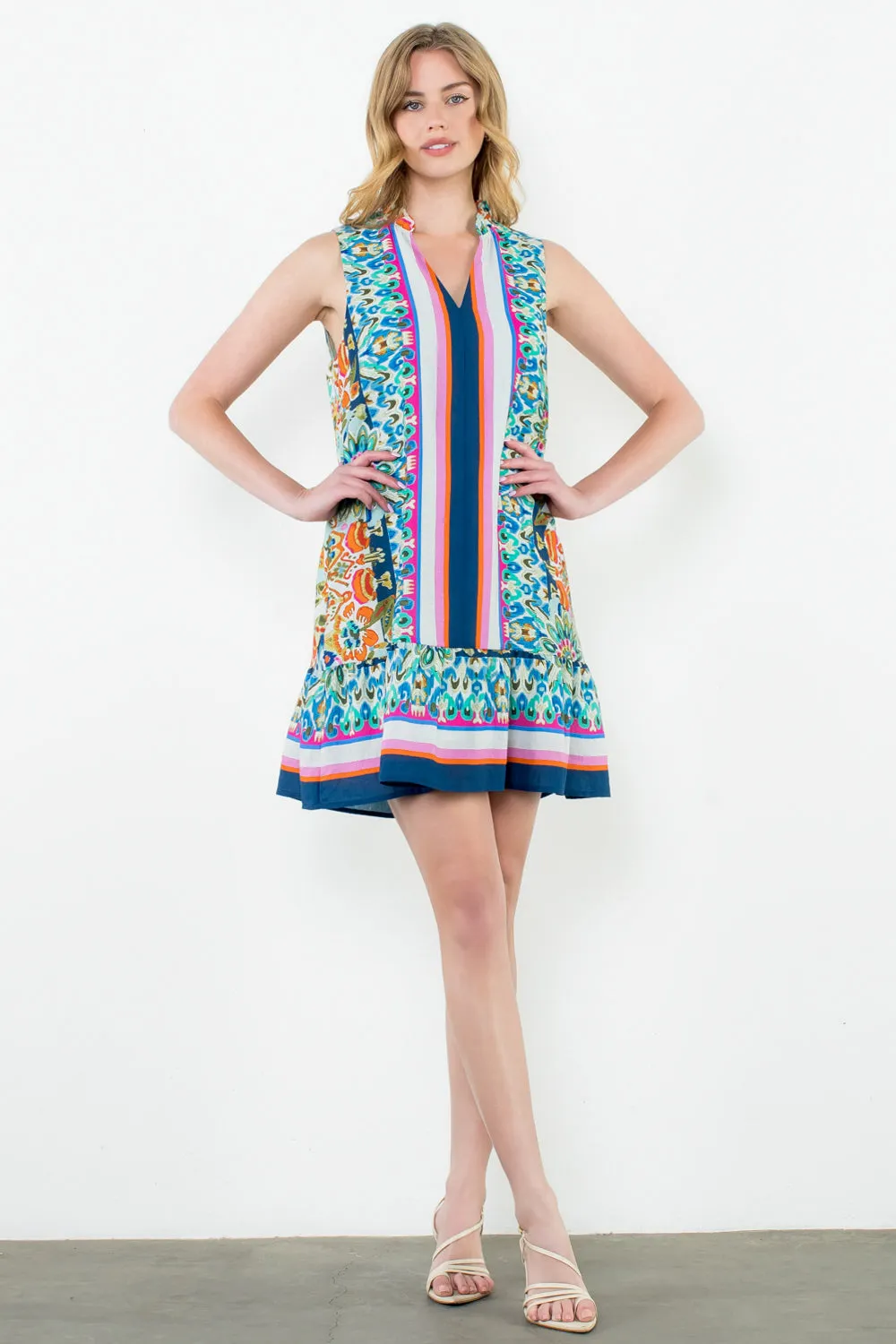 Sleeveless V-Neck Floral Print Dress by THML