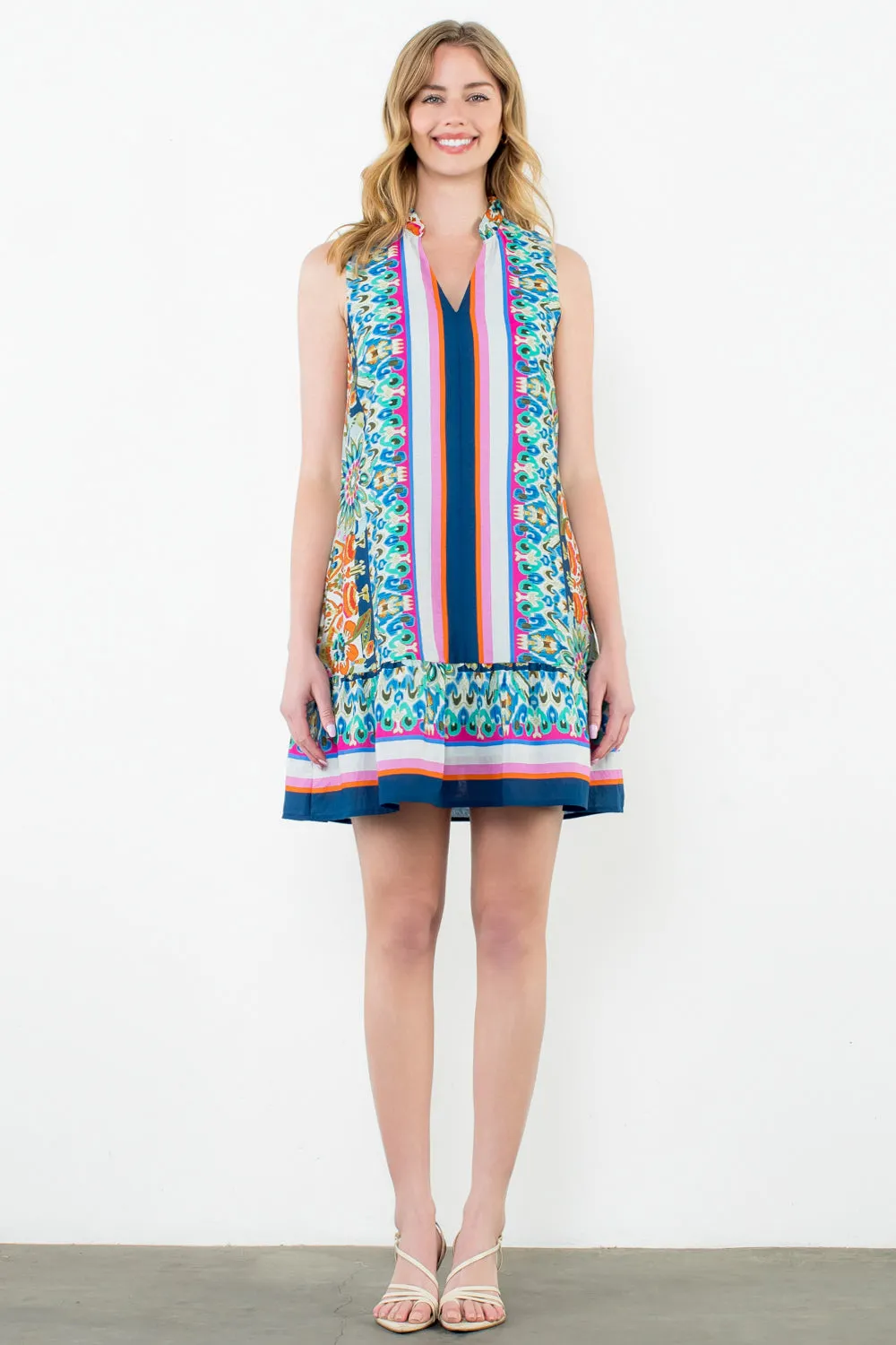 Sleeveless V-Neck Floral Print Dress by THML