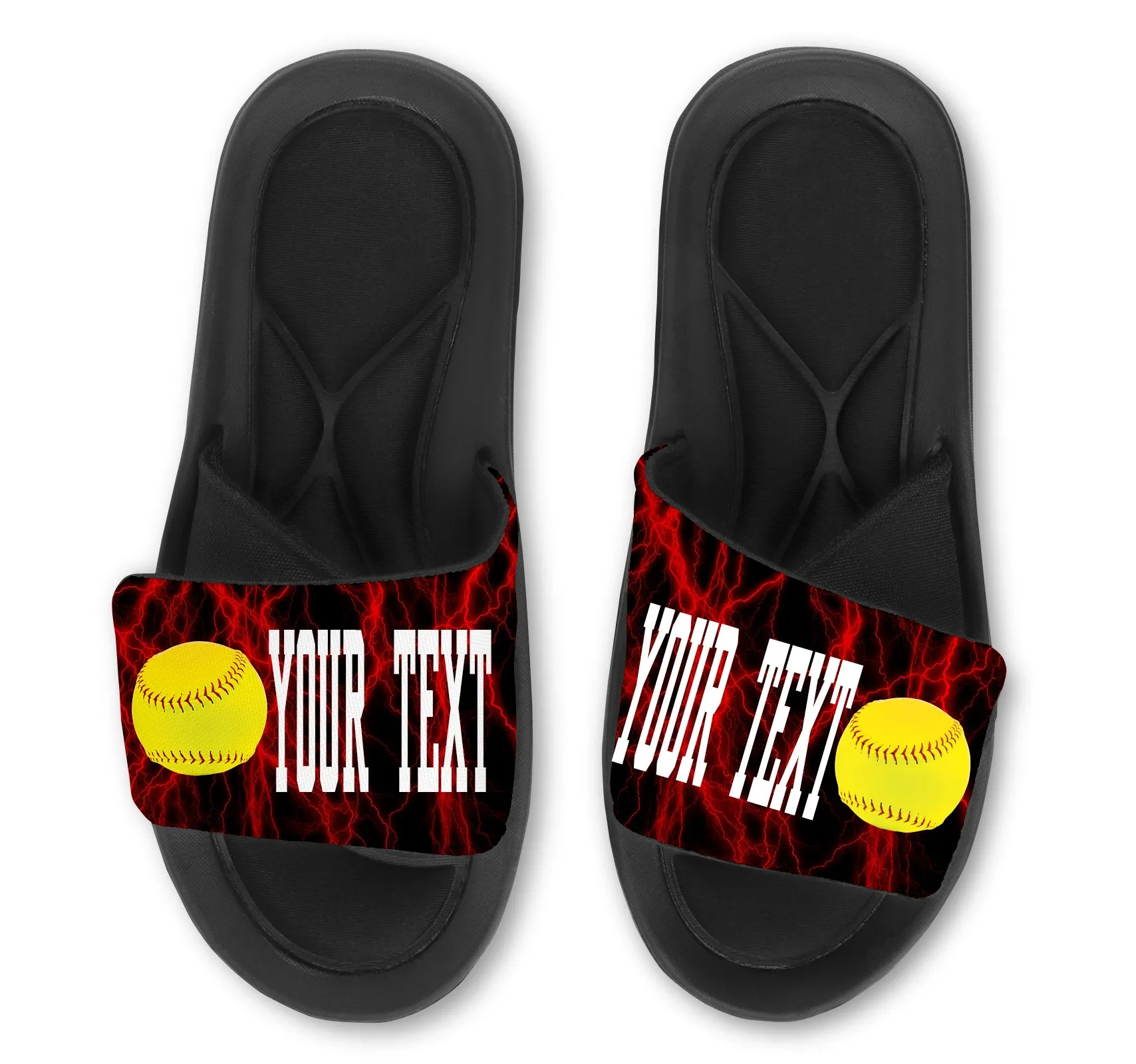 Softball Custom Slides / Sandals -Lightning