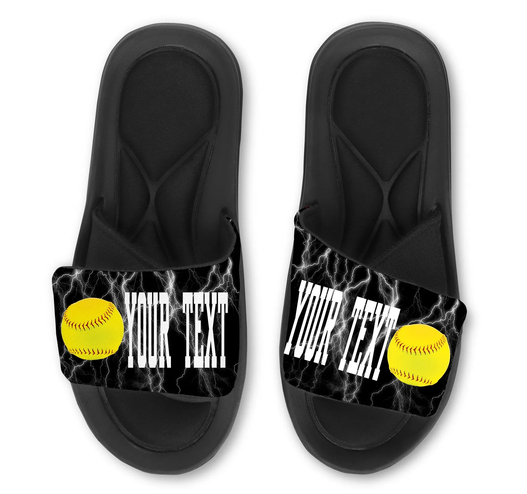 Softball Custom Slides / Sandals -Lightning