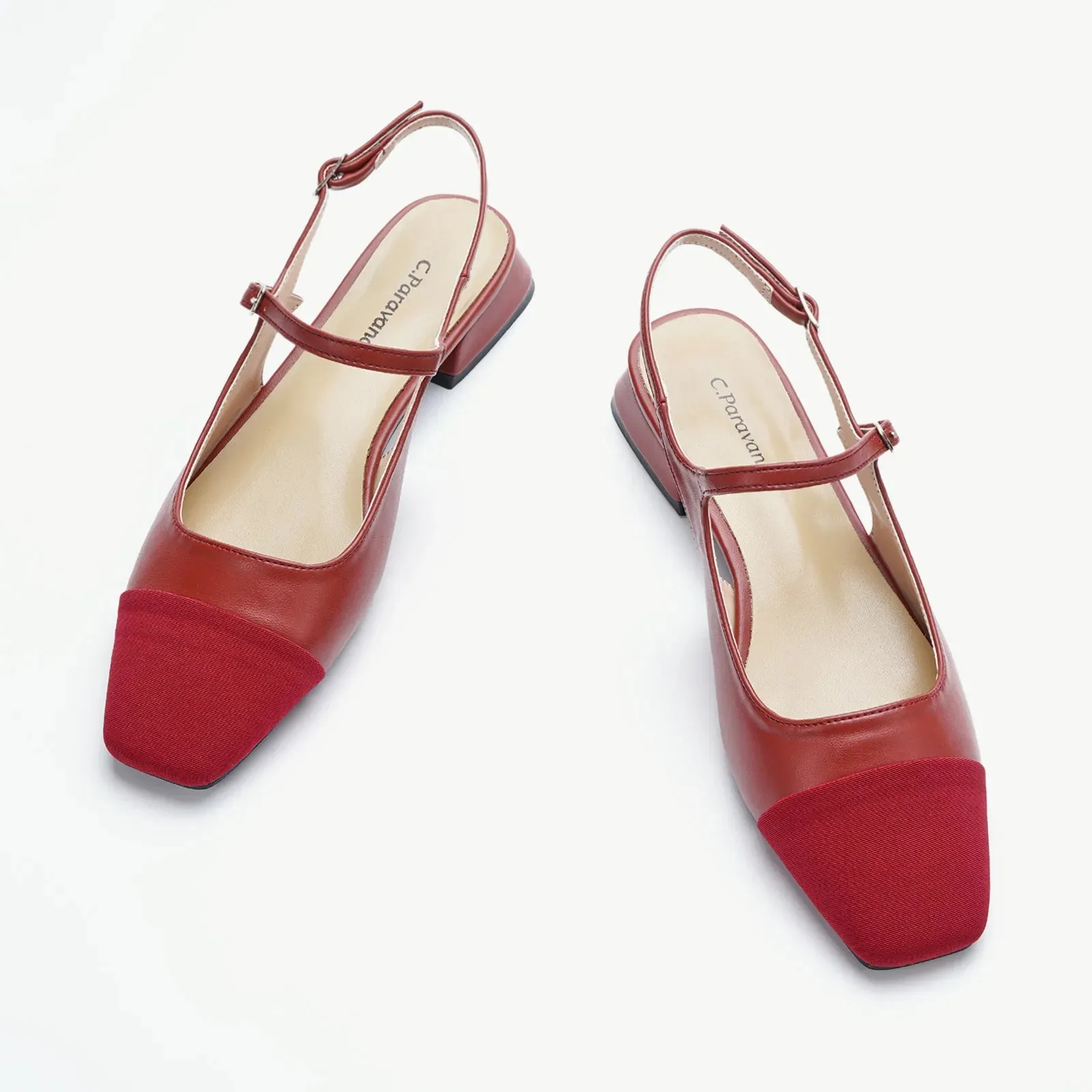 Square-Toe Slingback Flats (Felicia)