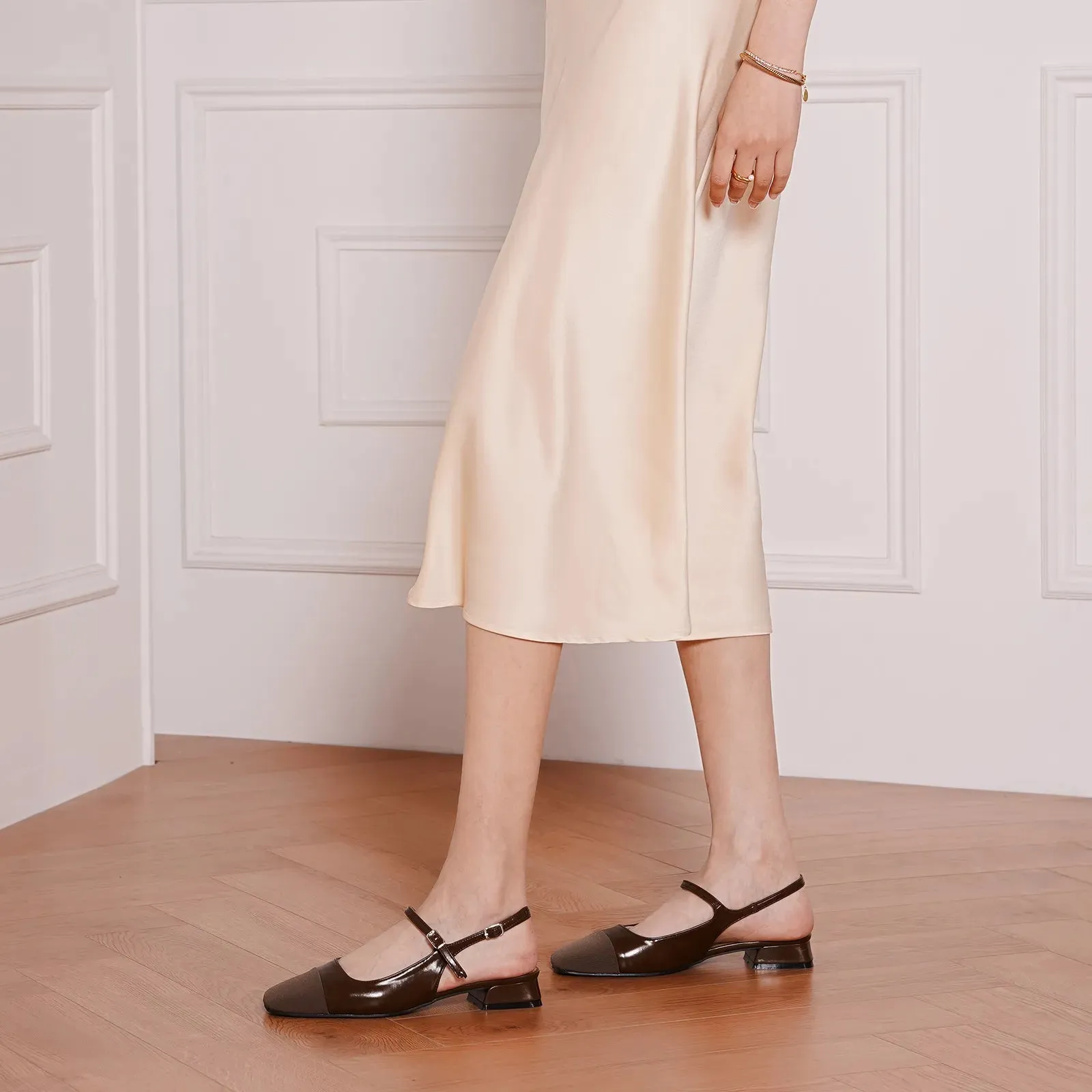 Square-Toe Slingback Flats (Felicia)
