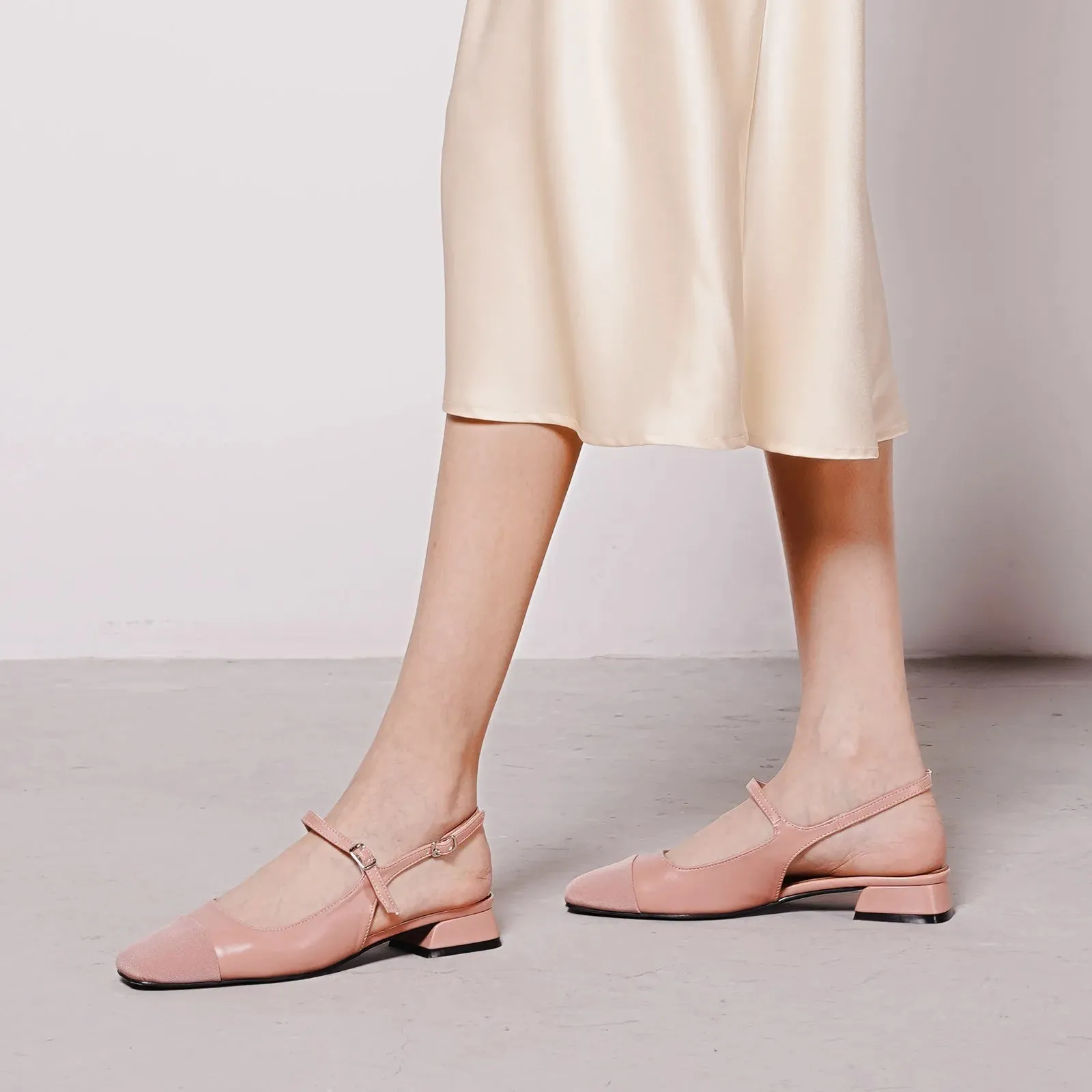 Square-Toe Slingback Flats (Felicia)